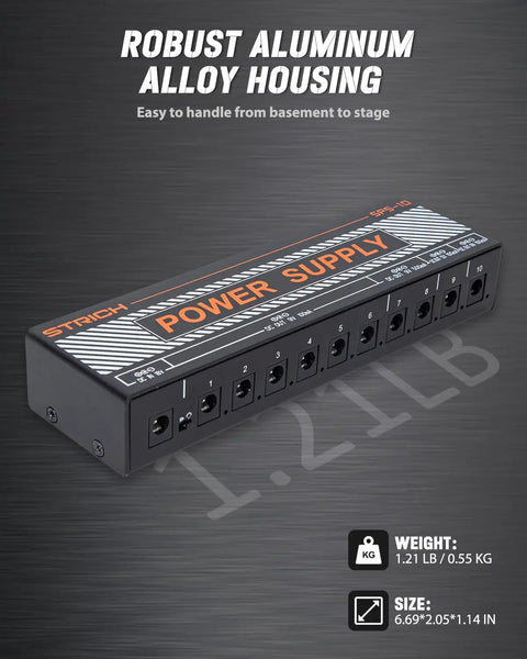 Guitar Pedal Power Supply With 10 Independent DC Outputs For 9V 12V And 18V Effects 100mA And 500mA Per Output Short Circuit Protection