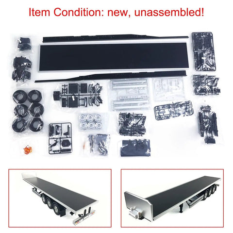 1/14 Scale RC Flatbed Semi Truck Chassis Kit For DIY Model, parts unassembled with multi-speed transmission and differential axle