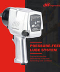 Badass 3/4 Inch Drive Air Impact Wrench delivering straight up 1100 Ft lbs max torque, showing pressure-feed lube system details.