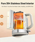 Retro Stainless Steel Electric Kettle Cordless One Point Seven Liter Capacity With Thermometer Dope Fast 1500W Heating LED Indicator