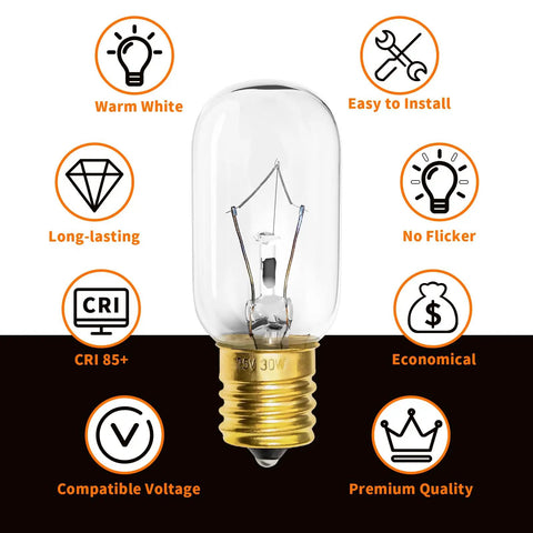 Over The Range Microwave Light Bulb Dimmable 125V 30W E17 Base Super Easy Install Fits LG Frigidaire Kenmore Whirlpool GE Models