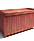 75 Gallon Wood Deck Box Outdoor Storage Bench For Patio Cushions Pillows Garden Tools And Pool Accessories With Solid Wood Support And Large 44.5 Inch By 20.9 Inch By 23.6 Inch Dimensions showing front view