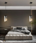Fresh Black Metal Crystal Pendant Lights With Smooth Adjustable Chain For Kitchen Island Dining Room And Bedroom Killer Modern Industrial Lighting Fixtures 3 Pack in stylish bedroom setup.