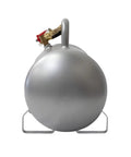 Side view of a Lightweight Portable Aluminum Air Tank 5 Gallon Rust Free with handle and connector, 125 PSI Maximum.