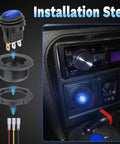Round Rocker Switch 12V SPST On Off Toggle 3 Pin With Waterproof Cover For Marine Automotive RV And Boat Use LED Indicator Light Easy 20mm Panel Cutout Install mounted in car dashboard