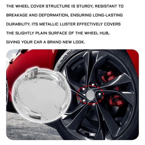 Fresh Ride Upgrade Snap In Wheel Center Caps 4 Piece Set Heavy Duty Abs Rim Hub Covers Universal Car Mod 2.36 Inch Silver close-up on wheel cover showing durability and metallic finish.