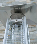 Pyramid Patio Heater With 48000 BTU Output For Outdoor Comfort Propane Fueled Heat For Patios And Commercial Spaces in stainless steel
