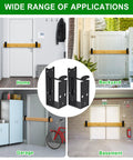 Heavy Duty 2x4 Door Barricade Brackets with Locking U Shaped Bar Holder installed on home, backyard, garage, and basement doors