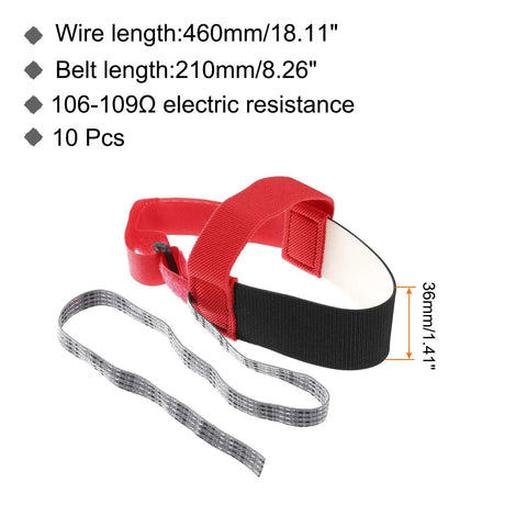 ESD Anti Static Foot Heel Straps And Adjustable Grounding Wrist Straps Set 10 Pcs To Remove Static Electricity For Electronics Assembly, Manufacturing, And Cleanroom Work Red, 460mm wire, 36mm belt
