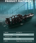 Front Pair Complete Strut Assemblies And Shock Absorbers For 2008 2009 2010 2011 2012 2013 2014 2015 Chrysler Town And Country And Dodge Grand Caravan Upgrade Ride Quality, showing detailed measurements and product features