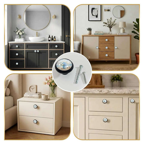 Coastal Beach Vase Hydrangea Round Cabinet Knobs Set Of 4 For Dresser And Kitchen Cupboard With Beachy Vibe on furniture
