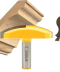 Router Bit Crown Cap Molding Set With Half Inch Shank, Includes Cap Molding Edge Bit And Horizontal Cove Center Bit, Two Bit Pack