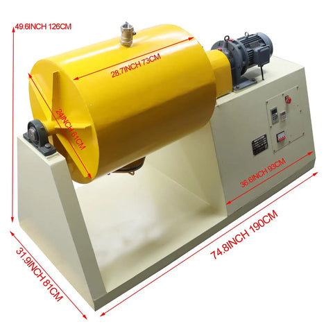 Heavy Duty Beast Horizontal Drum Ball Mill For Wet Grinding With Ceramic Lining And 1.5KW Motor 220V, side view with dimensions