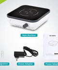 Mini Magnetic Stirrer With Brushless DC Motor 1500 RPM No Heating, Stirring Bar Included, power adapter, and manual
