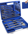 Cididu 17‑Piece rotary hammer drill bits and chisels set in blue plastic case