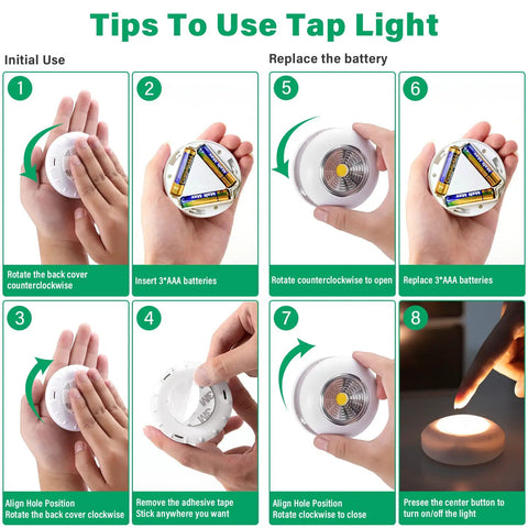 5 Pack LED Battery Powered Wireless Night Light Sticks Tap On Touch Lamp For Closets Cabinets Counters And Utility Rooms Cordless Stick On Push Light Warm White No Wires Needed