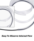 Clear 3/8 Inch ID 100 Ft Vinyl Tubing For Low Pressure, Flexible PVC Hose, coiled and showing transparent design with flow visible