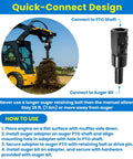 Beefy 2 Inch Hex To 2 Inch Round Auger Adapter For Skid Steers And Tractors, Quick Drop In Connect For Post Hole Diggers.