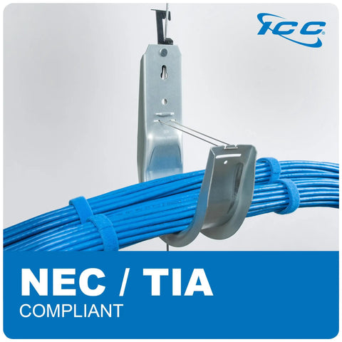 Legit Tough 2 Inch Batwing J Hooks With Snug Retainer Clip Galvanized Steel Cable Management Clips routing blue network cables.