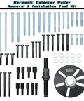 59 Piece Harmonic Balancer Puller And Installation Tool Kit With Flywheel Remover And Crankshaft Pulley Removal Set With mixed bolts.