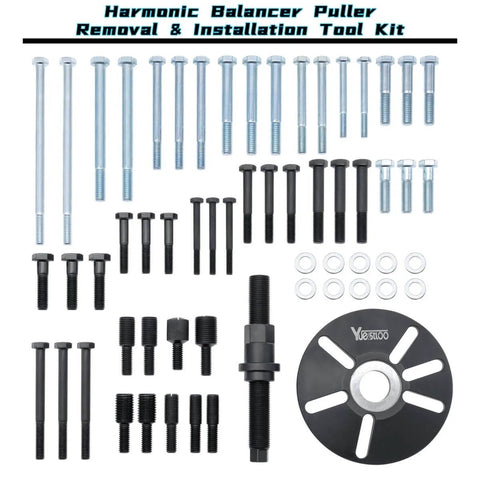 59 Piece Harmonic Balancer Puller And Installation Tool Kit With Flywheel Remover And Crankshaft Pulley Removal Set With mixed bolts.