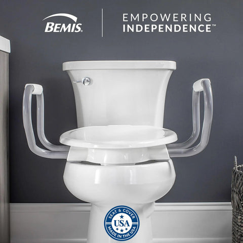 3 Inch Raised Toilet Seat With Grippy Handles For Easy Sitting And Standing, Heavy Duty Construction With Secure Hinges