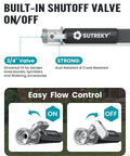 SUTREKY garden hose nozzle with built-in shutoff valve; 3/4-inch universal valve; rust- and crack-resistant