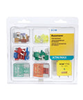 Eaton 63Pcs ATM And MAX Fuse Kit With FT-3 Tester Puller in a clear packaging with assorted blade fuses for automotive use.