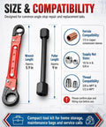 Knockout Compression Valve Removal Tool And Angle Stop Wrench Kit With Wall Protector Pads, includes wrench and puller sizes.