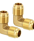One Half Inch Brass Pipe Fittings Set Of 2 Heavy Duty Flare 90 Degree Elbow Connectors For Air Conditioning Refrigeration And Plumbing Premium SAE Threads For Copper Pipe