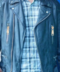Front view of a black leather jacket with Metal Zipper Repair Kit With Detachable Zip Heads And Screwdriver Stainless Steel Zipper Pull Replacement Accessories.