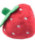 Handcrafted Plush Strawberry Dog Chew Toy Featuring Hella Durable Stitching Super Bright Red Interactive Cat Scratcher For Dope Playtime Premium Pet Plaything, close-up view of plush material.