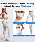 Adjustable Blue Steel Squat Assist Frame For Glute And Quad Growth Heavy Duty Beast Mode Leg Day Crusher With Four Resistance Levels Portable Home Gym Gear with fitness model wearing white outfit.