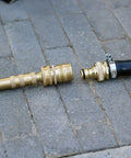 Brass garden hose quick-connect fittings, 3/4 in GHT external thread; male and female adapters (2 sets)