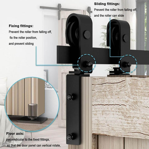 52 Inch Bi Folding Sliding Barn Door Hardware Kit For Two Doors With J Shape Hangers fits 46 inch door opening details