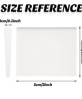 Door weather seal size reference diagram; white self-adhesive foam strip, 5 cm by 4.3 cm, 0.5 cm thick (front view).