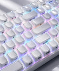Wireless Mechanical Keyboard With Number Pad And Dynamic RGB Lighting Featuring Playful Jelly Cat Keycaps and Buttery Smooth Linear Switches showing vibrant keycaps and RGB lighting.