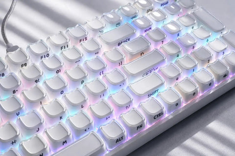 Wireless Mechanical Keyboard With Number Pad And Dynamic RGB Lighting Featuring Playful Jelly Cat Keycaps and Buttery Smooth Linear Switches showing vibrant keycaps and RGB lighting.