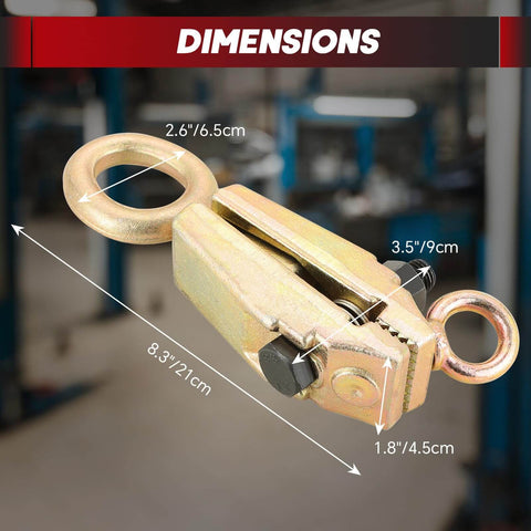 Heavy Duty Workhorse 5 Ton Two Way Auto Body Repair Clamp Tool with Self Tightening Frame Pull Clamps and Anti Rust Grips