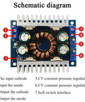 Schematic diagram of Heavy Duty 8A DC DC Buck Boost Converter Module Adjustable Voltage Regulator with labeled components.