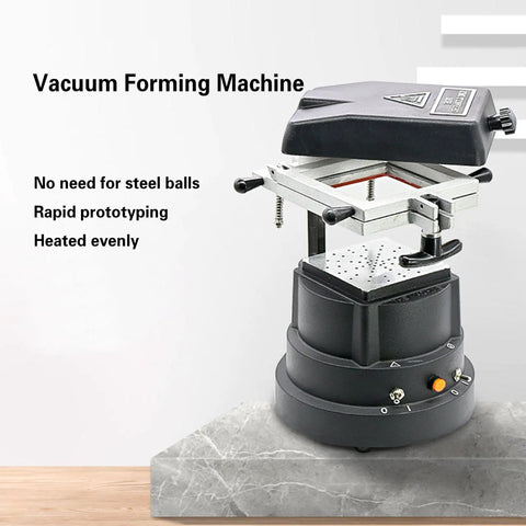 1200W Dental Vacuum Forming Machine With Top Notch Heat And Heavy Duty Adsorption For Orthodontic Retainers And Thermoforming Sheets Ideal For Shell Molds And Dental Lab Work, black aluminum unit