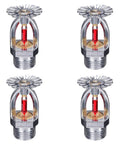 4 Pack Pendent Fire Sprinkler Heads 1/2 Inch NPT 155F Fast Response Copper Chrome K80 Automatic Safety System with glass bulbs