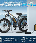 All-Terrain Fat Tire Electric Bike For Adults With 1500W Peak Power 30 MPH Top Speed 26 Inch Tires Charging