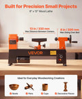 VEVOR Mini Benchtop Wood Lathe, 1/3 HP 8 X 13 Inch, Variable Speed 150 To 3200 RPM Woodturning Machine with tool rest.
