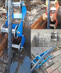 Beefy Heavy Duty Cable Puller Sheave For Industrial Wire Laying with Steel Construction showing three-section setup in use on site