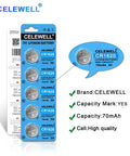 Premium CR1620 3V Lithium Coin Batteries 5 Pack Delivering 70mAh Hardcore Longevity For Key Fob Trackers Car Remotes Digital Devices in packaging.