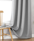 Total Blackout Bedroom Curtains With Thermal Liner, Light Gray 2 Panel Set, 52 By 95 Inches, Grommet Top, Double Layer Dark Out Window Drapes