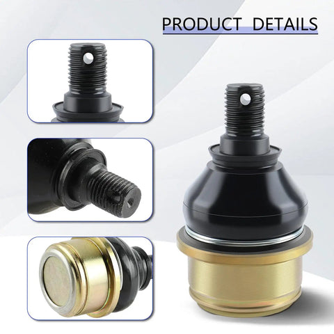 Beefy Heavy Duty Upper And Lower Ball Joint Kit For Honda TRX 420 450 500 650 680 Four Wheelers Fits 2014 To 2017 4x4 TRX 420 1998 To 2004 TRX 450 Foreman 2001 To 2017 TRX 500 Foreman Rubicon And 2003 To 2005 TRX 650 Rincon close-up of black and gold ATV ball joint