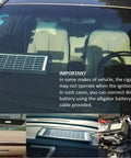 Portable 12V Solar Battery Trickle Charger And Maintainer Kit with Four Watt Panel in car windshield setup