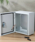 Heavy Duty Wall Mount Stainless Steel Electrical Junction Box Weatherproof Outdoor Power Distribution Enclosure open view